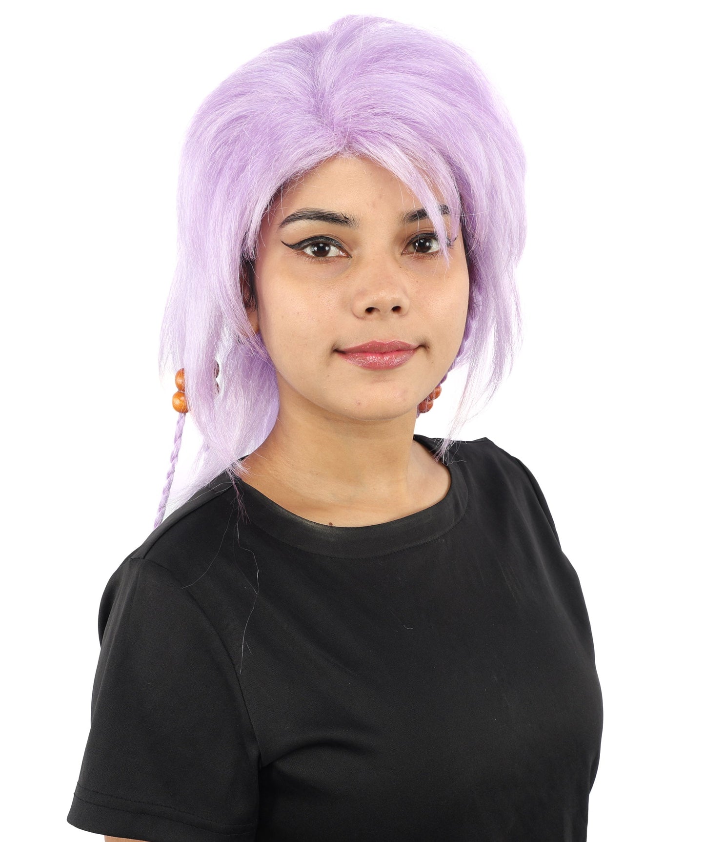 HPO Adult Women's Long Tribal Braided Wig | Multiple Color Options | Dark Shaggy Bob with Beaded Strands, Synthetic Fiber & Breathable Cap | Halloween, Sci-Fi Roleplay, Fantasy Costume