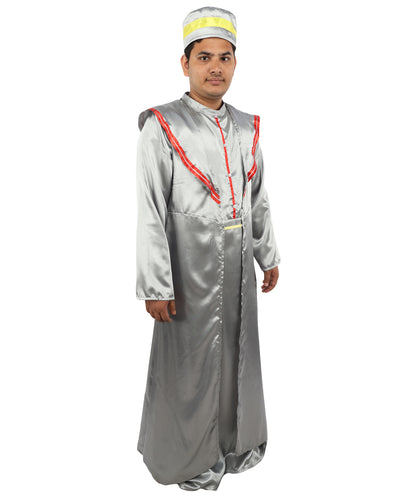 HPO Wizard Elder Deluxe Adult Grey Costume | Long Robe, Hat & Accessories | Magical Fantasy Outfit for Halloween, Cosplay, Parties & Stage Roleplay