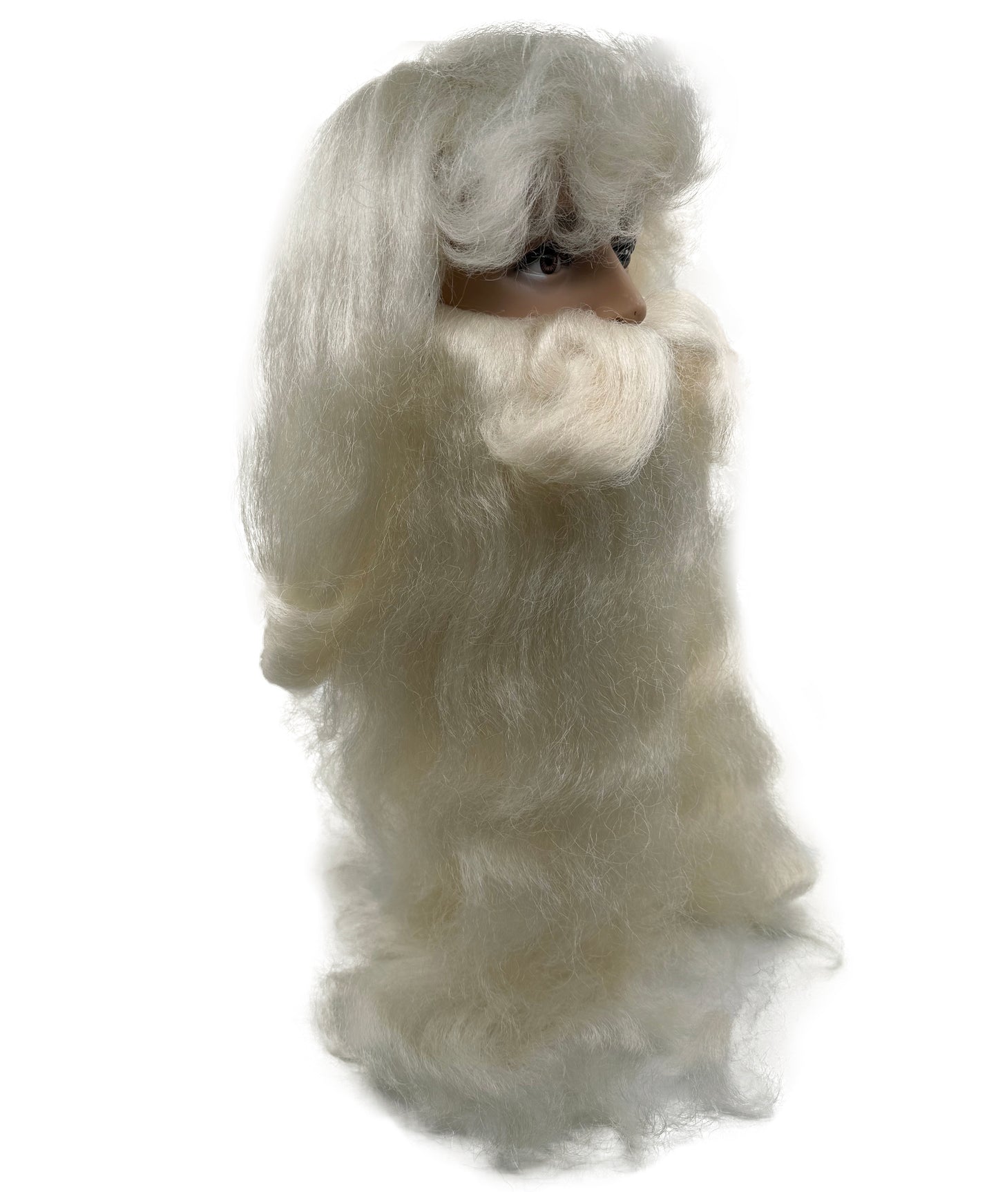 Adult Santa Claus Long Creamy white Wig & Curly Beard Set | Extra Long Festive Holiday Wig for Men | Breathable Capless Cap for Christmas, Cosplay, Parties & Events
