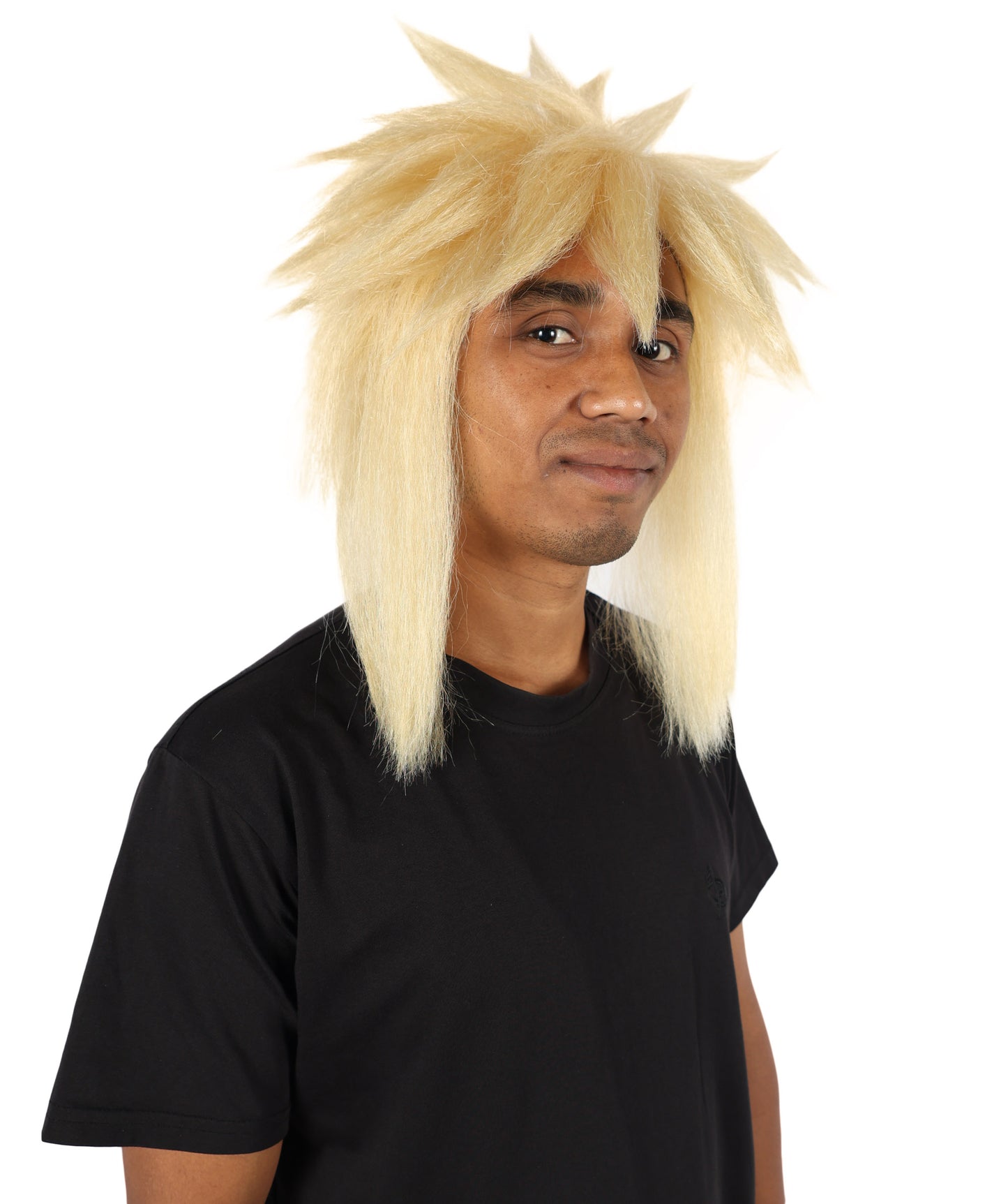 HPO Adult Men'S Anime Blonde Fluffy Cosplay Wig | Spiky Layered Hairpiece for Halloween Carnival Role Play Party Fun