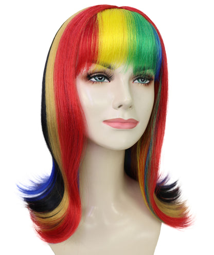 Women's Light Up Rainbow Wig | Vibrant Halloween Costume Hair for Parties | Breathable Capless Cap