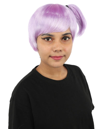 HPO Adult Women's Anime Trainer Character Wig | Vibrant hue multicolor options, create of synthetic fiber, short choppy bob with high side ponytail, breathable base | Cosplay, Halloween, theater, party, performance, costume events