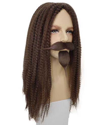 HPO Men's Curly Musketeer Wig Beard & Mustache Set | Multicolor Options | Halloween and Cosplay Wig | Flame-retardant Synthetic Fiber
