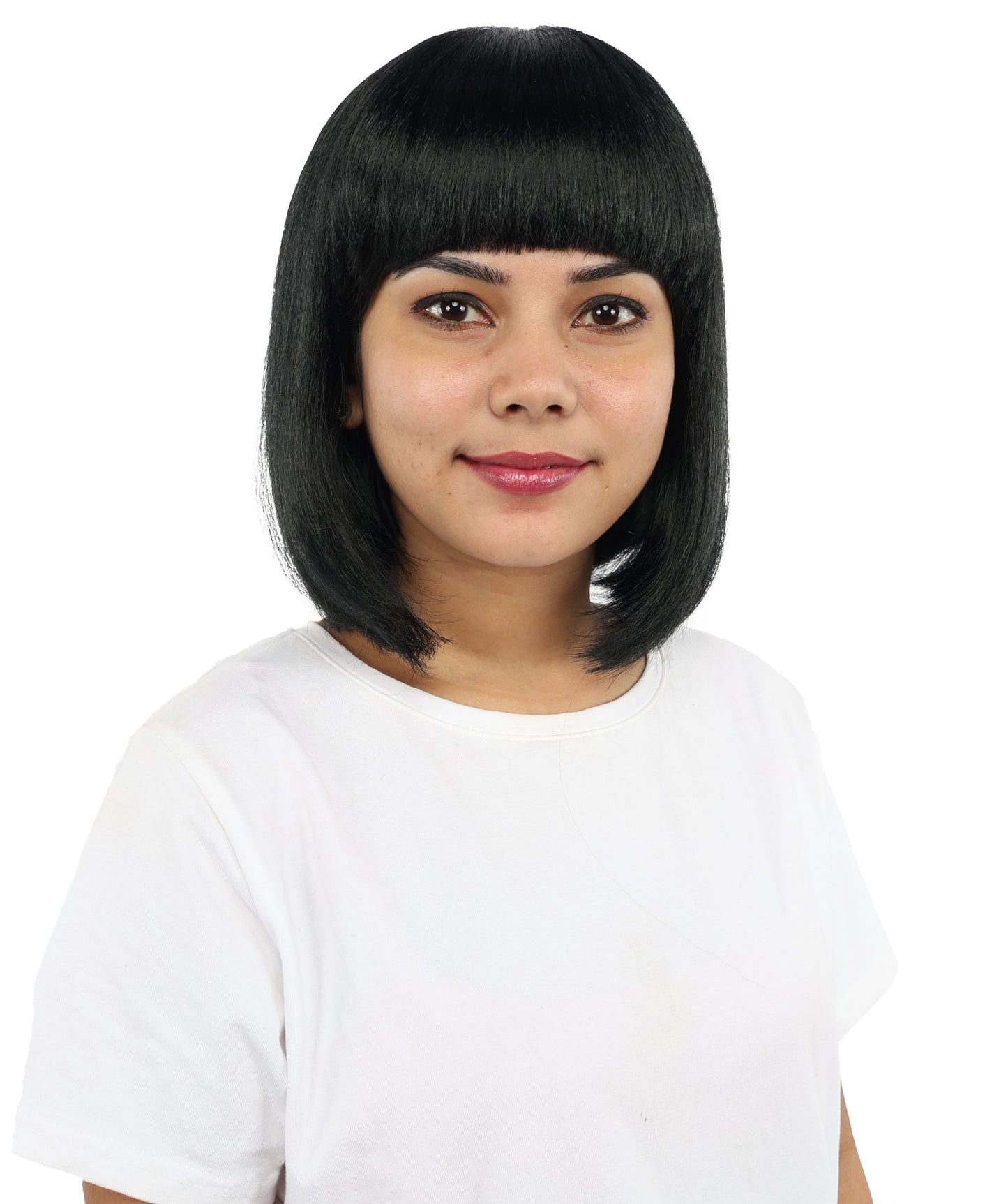 Adult Women’s Medium Bob Wig with Bangs – Layered Hairstyle with Soft Synthetic Fibers & Smooth Texture With Standard Cap | Stylish Hairpiece for Cosplay, Parties & Photo Shoots | Multicolor Options