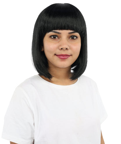 Adult Women’s Medium Bob Wig with Bangs – Layered Hairstyle with Soft Synthetic Fibers & Smooth Texture With Standard Cap | Stylish Hairpiece for Cosplay, Parties & Photo Shoots | Multicolor Options