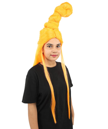 HPO Adult Women's Sculpted Loop Topknot Wig | Multiple Color Options | Create of synthetic fiber, gravity-defying twisted vertical bun with long face-framing strands, breathable base | Party, Halloween, theater, drag, performance, costume events