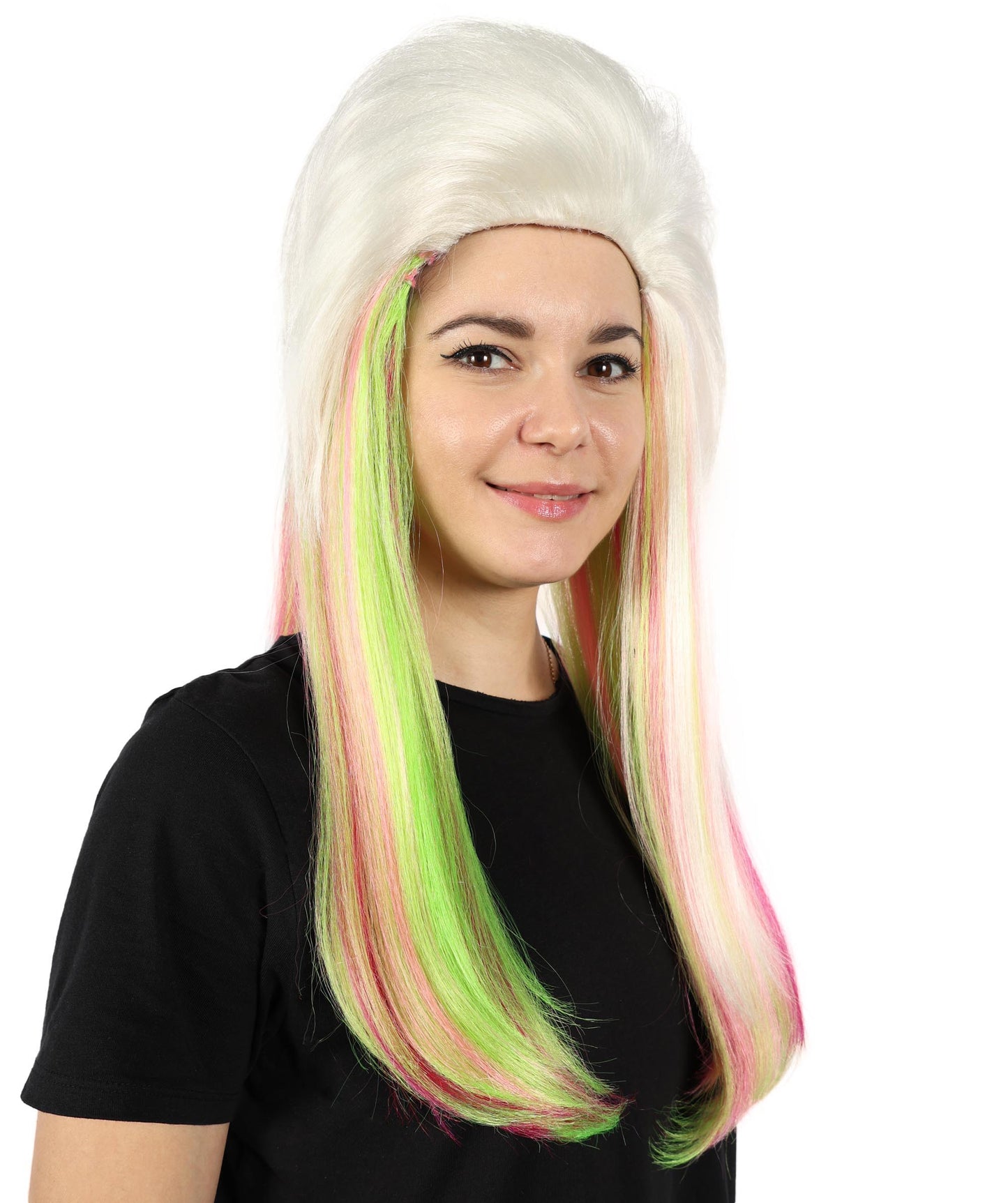 HPO Women’s Rainbow Long Wavy Bob Wig with Bangs | Synthetic Hair | Daily Wear, Cosplay, or Costume Use