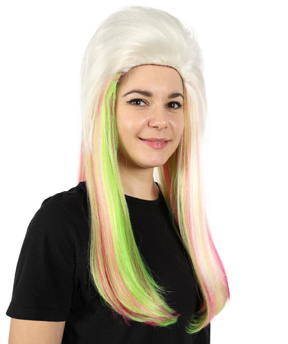 HPO Women’s Rainbow Long Wavy Bob Wig with Bangs | Synthetic Hair | Daily Wear, Cosplay, or Costume Use