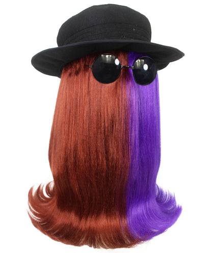 Brown & Purple Straight Creature Wig