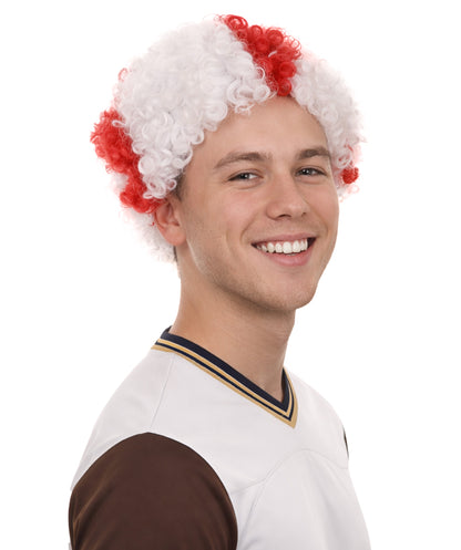 England Sport Afro Fun Wig | Red White Jumbo Wig