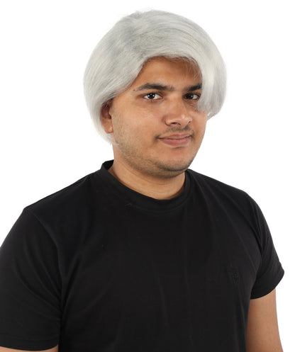 HPO Men’s Blonde Wig with Long Side Bangs  | Flame-retardant Synthetic | Ideal for Cosplay, Halloween & Party Looks