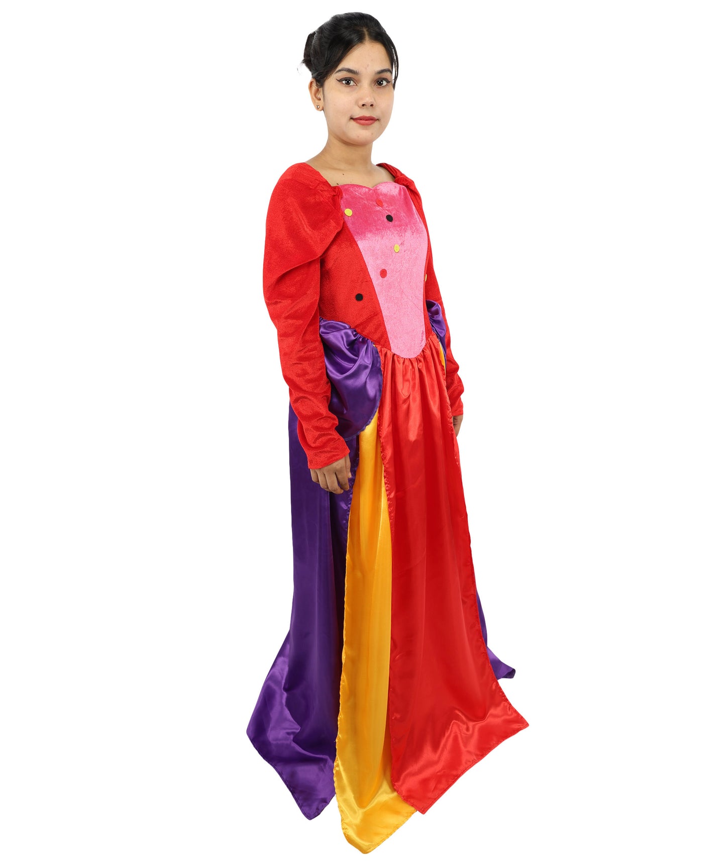 HPO Enchanted Multicolor Witch Costume | Adult Women’s Gothic Fantasy Dress with Corset Style & Flowing Sleeves | Halloween, Cosplay & Parties