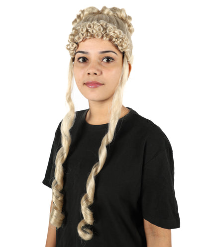 HPO Women's Mythological Blonde Wig with Ringlets | Long Curly White  Hairpiece | Adjustable Inner Cap for Halloween, Theater & Stage