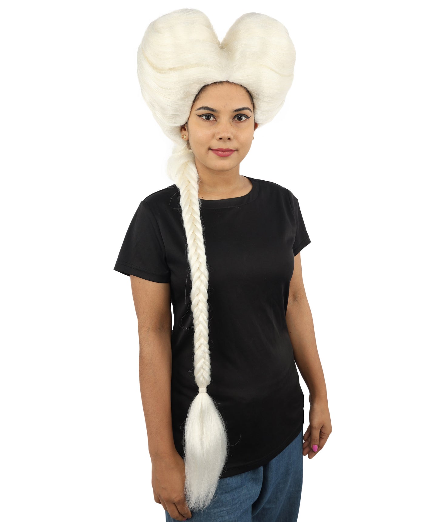HPO Women’s Extra Long Golden Brown Count Dracula Wig | 42 Inch Synthetic Hairpiece Ideal for Gothic Noble Costume Halloween Cosplay Party Fancy Dress