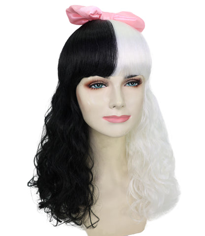 Women's Doll Wig | Pink Bow Purple & Black Wig | Premium Breathable Capless Cap