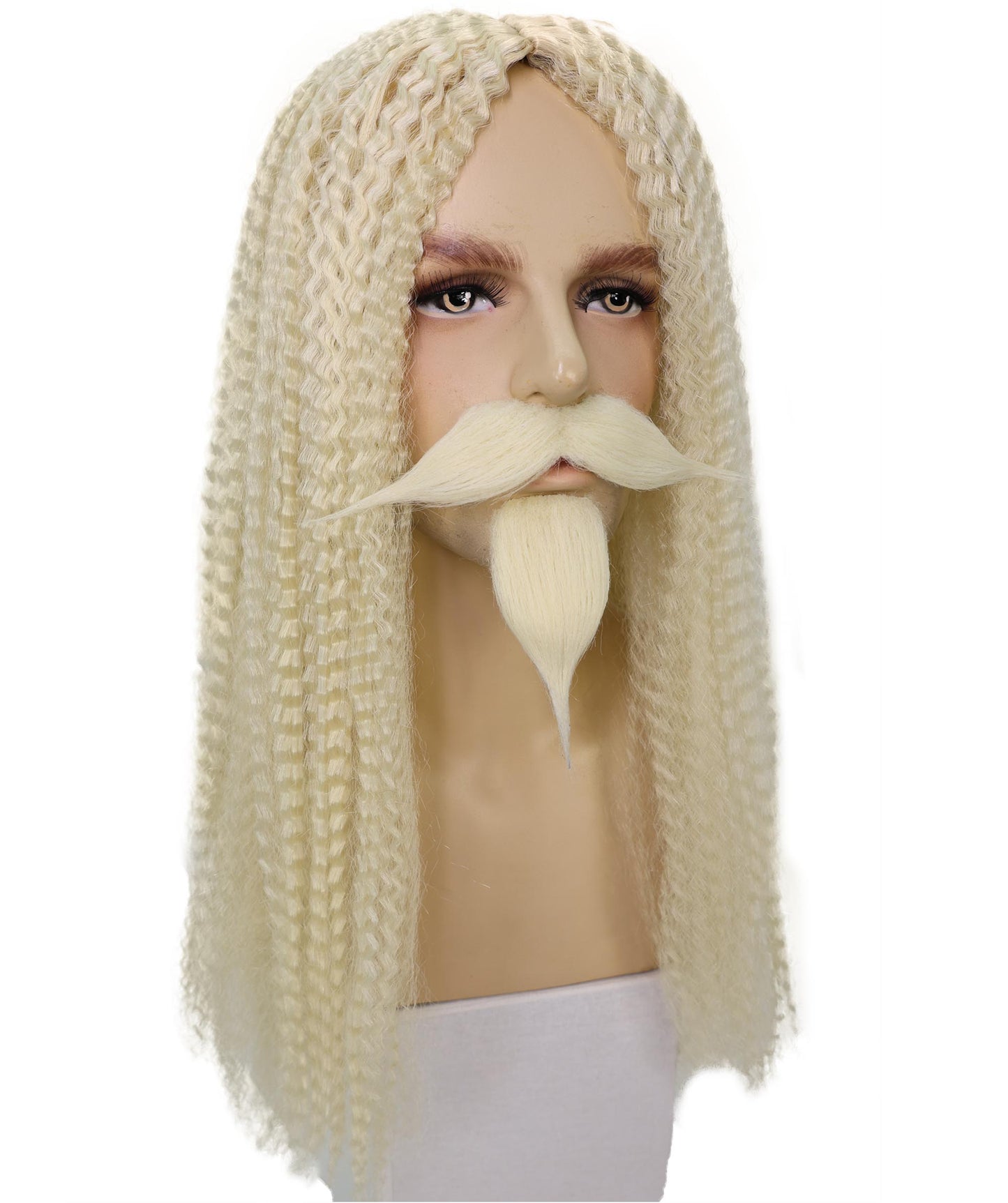 HPO Men's Curly Musketeer Wig Beard & Mustache Set | Multicolor Options | Halloween and Cosplay Wig | Flame-retardant Synthetic Fiber