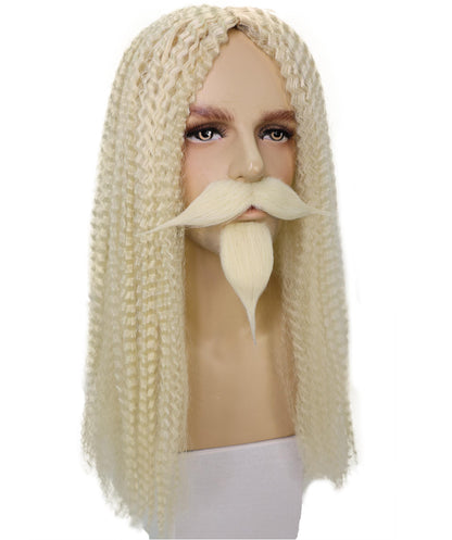 HPO Men's Curly Musketeer Wig Beard & Mustache Set | Multicolor Options | Halloween and Cosplay Wig | Flame-retardant Synthetic Fiber