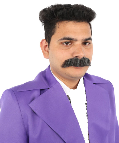 HPO Adult Men's Fake Human Hair Rancher Cowboy Mustache | Mixed Black & Grey