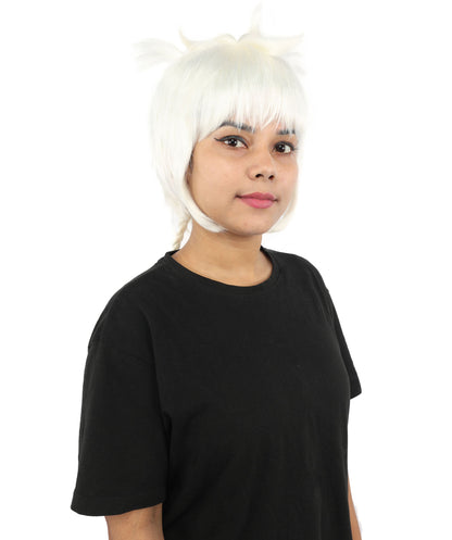 HPO Adult Women's Animal Ear Braided Wig | Multiple Color Options | Synthetic fiber, short bob with sculpted ears and long micro-braids, breathable base | Party, Halloween, theater, drag, performance, costume events
