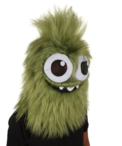 HPO Adult Unisex Olive Green Monster Soft Furry Full Costume, Bundel Set with Mask | Cosplay Mask | Flame-retardant Synthetic Fabric