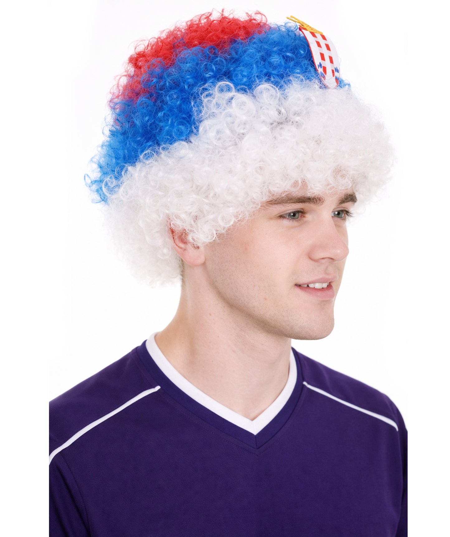 Serbia Flag Sport Afro Wig | Jumbo Sport Wig