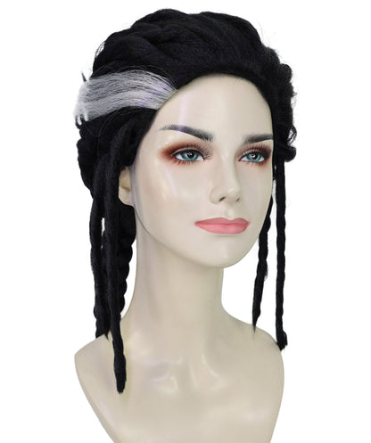 HPO Adult Women’s Black Braided Wig with Natural Hairline | Inspired by Fantasy Adventure Heroine Look | Ideal for Halloween |       Breathable Cap