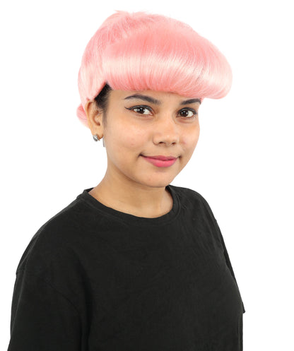 HPO Adult Women's Retro Pin-Up Wig | Multicolor Options, create of synthetic fiber, vintage curled bumper bangs with rolled back, breathable base | Party, Halloween, theater, drag, performance, costume events