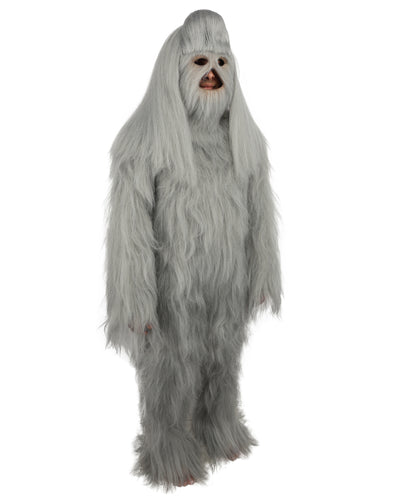 HPO Unisex Extreme Hairy Person Costume, Mask and Bundle - Full-Body Hair Suit Extra-Long Ash Brown Costume Wig for Halloween, Cosplay & Parties