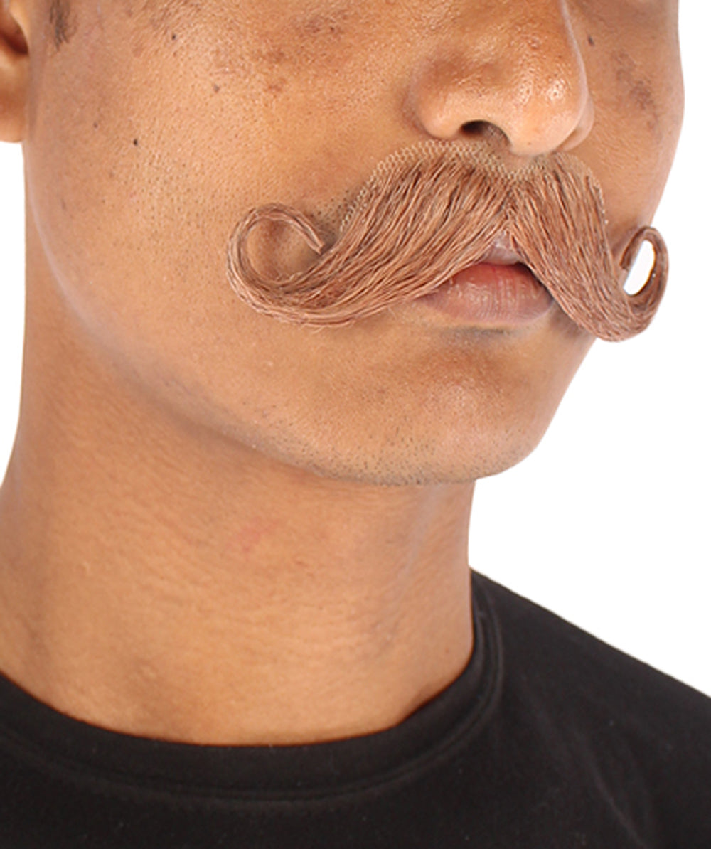 HPO Men's Light Brown Moustache by HPO | Synthetic Fiber for a Lifelike Appearance | Ideal for Halloween, or Themed Events | Natural-Looking Style