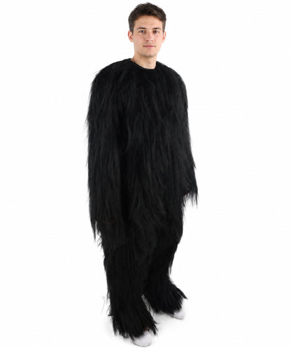 HPO Unisex Extreme Hairy Person Costume, Mask and Bundle - Full-Body Hair Suit Extra-Long Ash Brown Costume Wig for Halloween, Cosplay & Parties