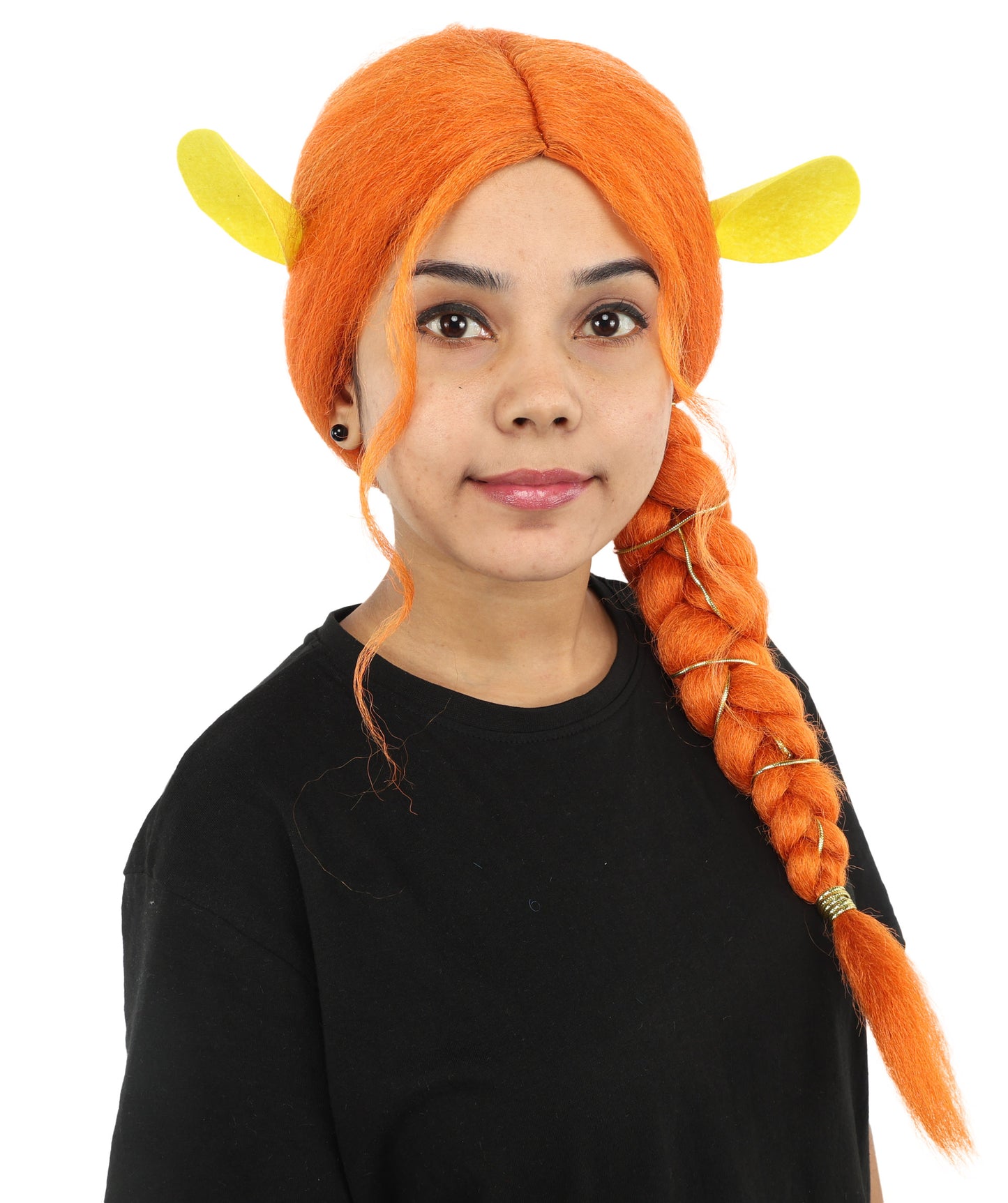 HPO Women's Long Braided Orange Wig | Flame-Retardant Synthetic Fiber With Capless Cap | Ideal For Theater, Halloween And Cosplay