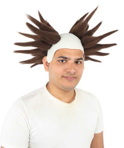 HPO Adult Men's Spiky Bald Illusion Wig | Multiple Color Options  |  Two-tone vibrant hue, create of synthetic fiber, stiff spiked volume, integrated forehead piece | Party, Halloween, theater, drag, performance, costume events