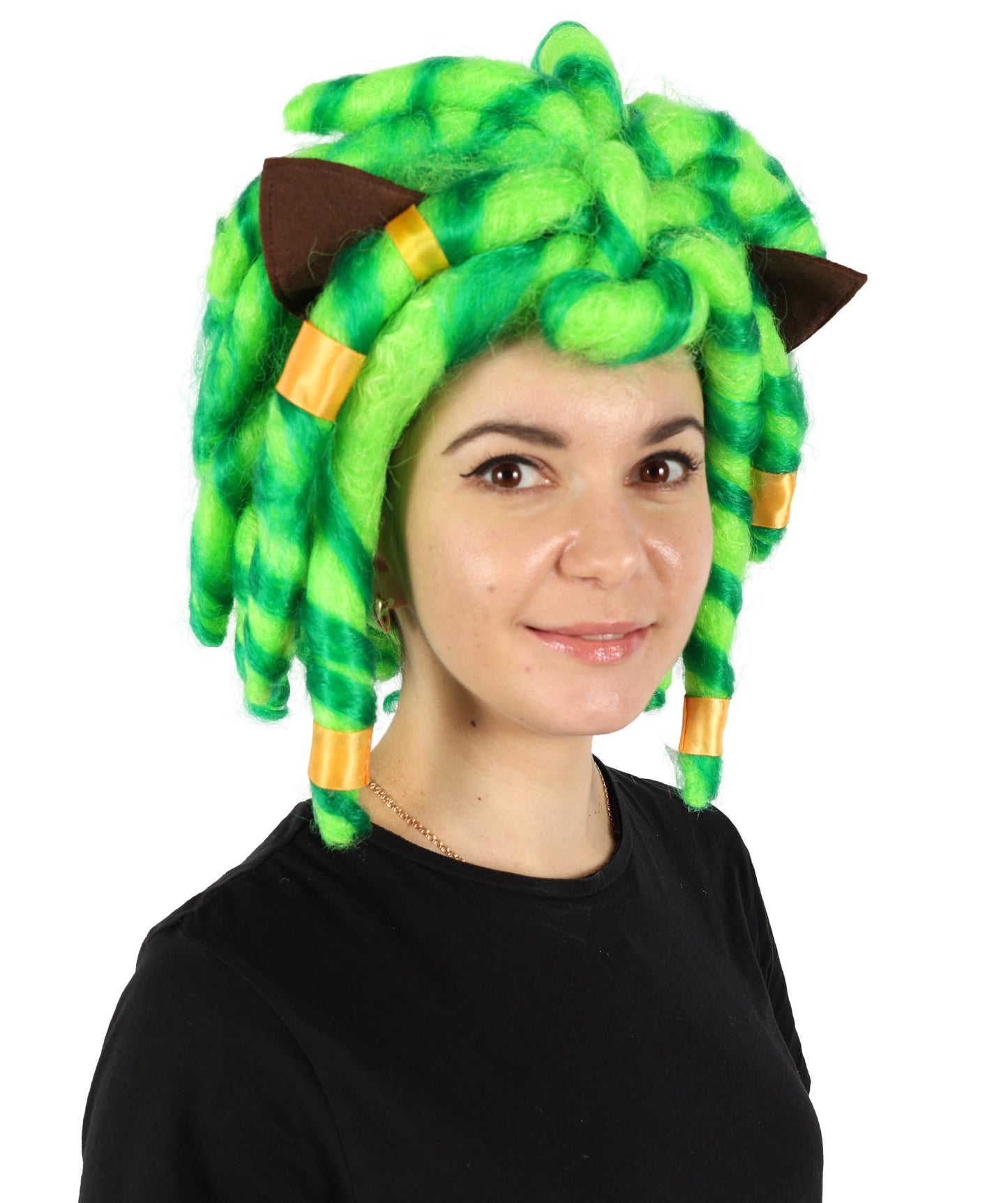 HPO Women's Superhero Green Braided Ponytail Wig I Halloween Wig I Flame-retardant Synthetic Fiber