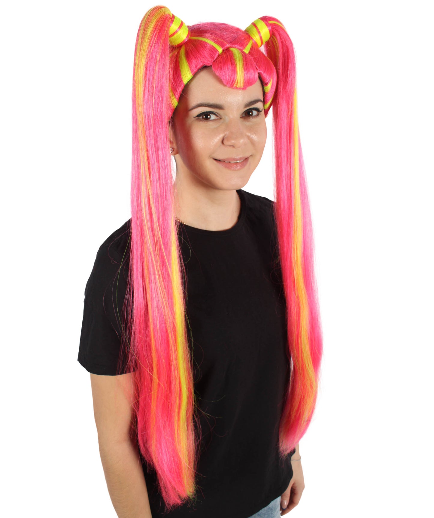 HPO Women's Long Red Pigtail Wig | Perfect for Halloween | Flame-retardant Synthetic Fiber