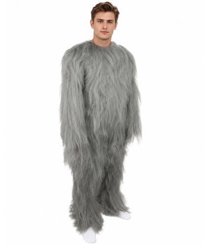HPO Unisex Extreme Hairy Person Costume, Mask and Bundle - Full-Body Hair Suit Extra-Long Ash Brown Costume Wig for Halloween, Cosplay & Parties