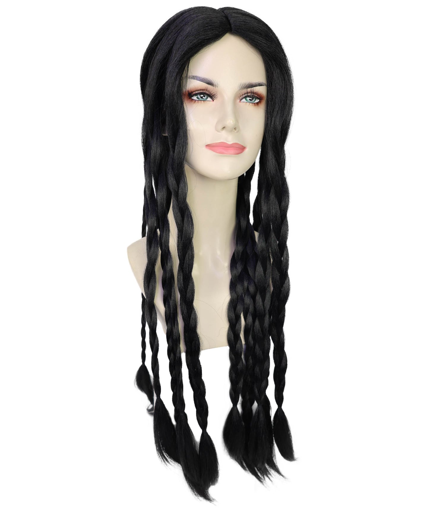 Women’s Long Black Braided Wig  | Ideal for Halloween | Breathable Capless Cap