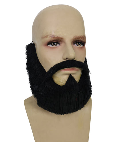 HPO Men's Black Fake Beard & Mustache Set | Ideal for party, Halloween, cosplay, theater, drag, performance, costume events