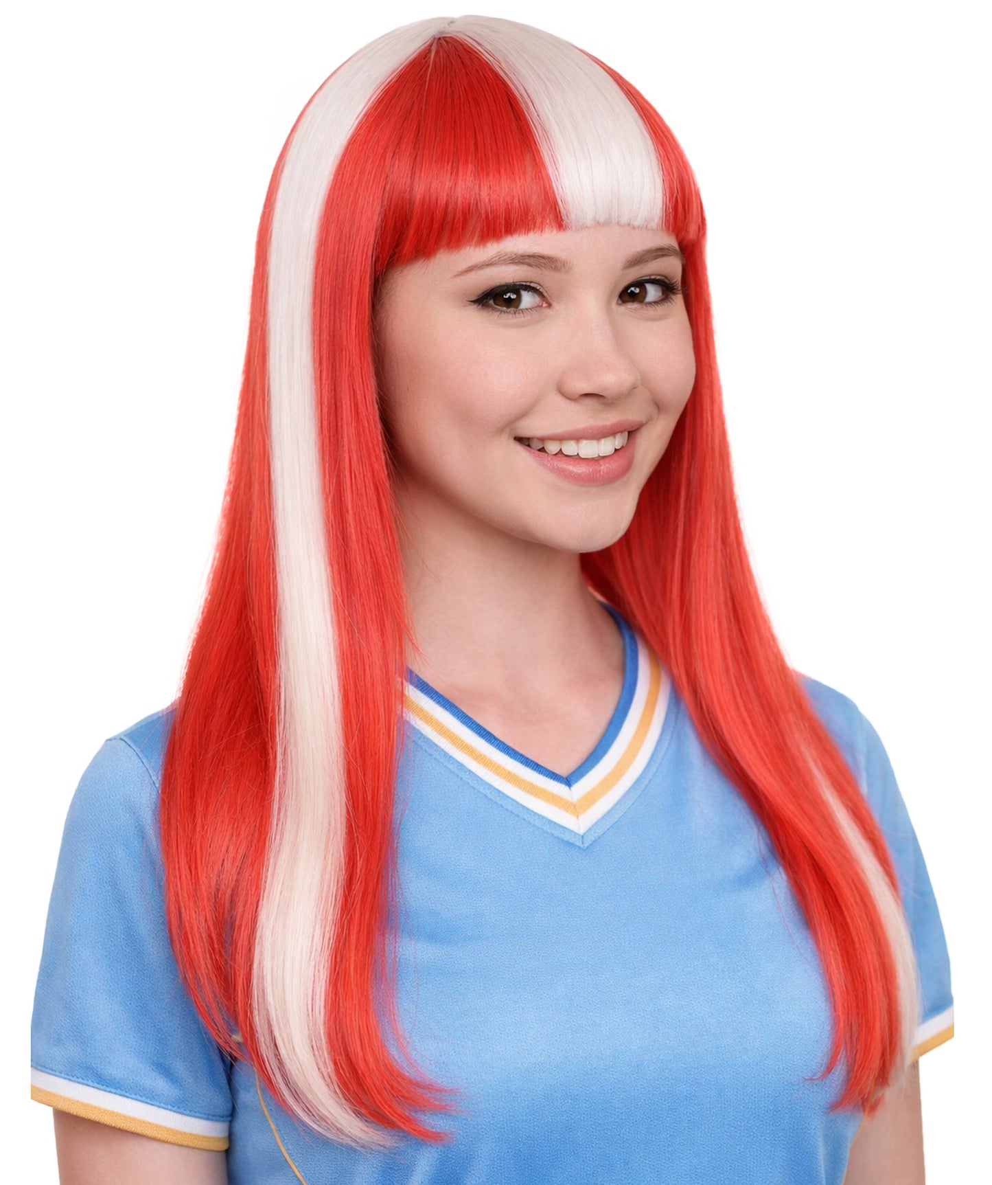 Denmark Flag Sport Party Long Bob Wig | National Pride Fancy  Halloween Wig | Premium Breathable Capless Cap