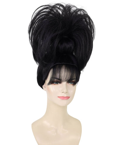 HPO Women's Curly Hip-Hop Style Black Wig – Synthetic Hairpiece for Parties, Festivals, and Stage Events