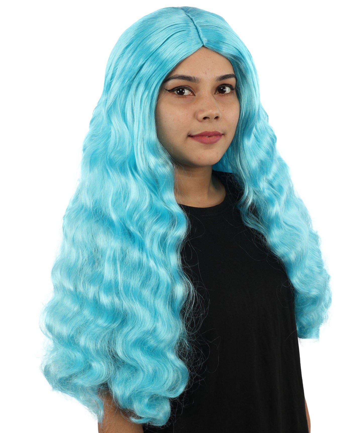 HPO Adult Women's Long Wavy Wig | Multiple Color Options | Center Parted Ginger Curls with Voluminous Ends, Heat Resistant Synthetic Fiber & Breathable Cap | Halloween, Teen Roleplay, Theater, Themed Party & Costume Events