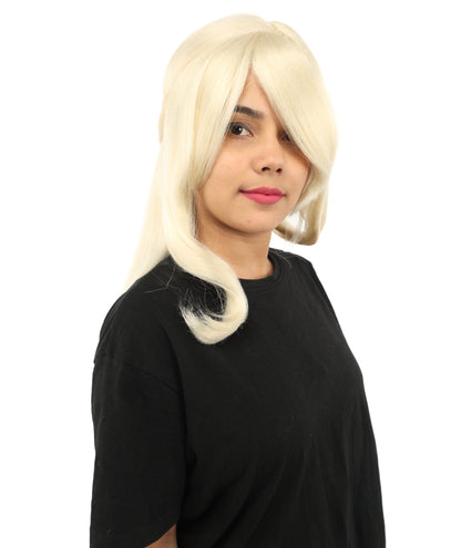 HPO Adult Women's Anime Character Wig | Multiple Color Options | Synthetic Fiber with Side Swept Bangs and Top Tuft | Halloween Party and Comic Con Events