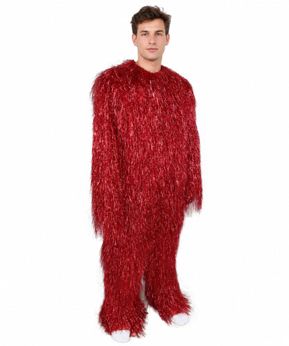 HPO UnisexTinsel Hairy Costume, Bundle & Mask Set | Full-Body Suit & Matching Mask | Long Hair Funny Costume for Halloween, Performers, Cosplay & Mascots | Multicolor Options