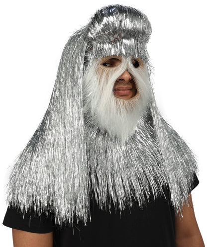 HPO UnisexTinsel Hairy Costume, Bundle & Mask Set | Full-Body Suit & Matching Mask | Long Hair Funny Costume for Halloween, Performers, Cosplay & Mascots | Multicolor Options