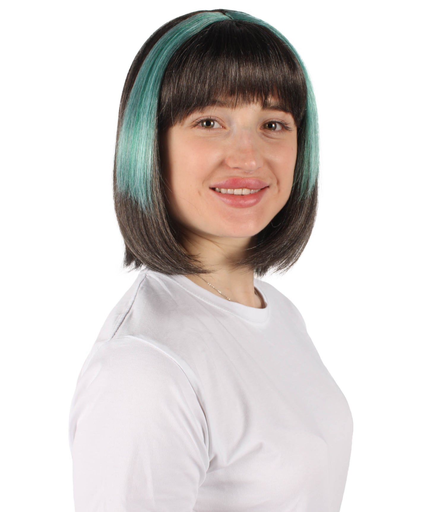 HPO Women's Anime Grey Mixed Blue Short Halloween Wig | Perfect for Halloween| Flame-retardant Synthetic Fiber