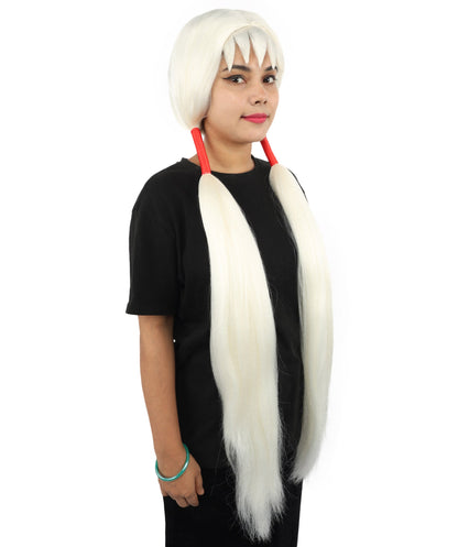 Women's Extra Long Pigtail Wig | Multicolor Options | Floor Length Straight Twin Tails with Bangs, Heat Friendly Synthetic Fiber & Adjustable Cap | Halloween, Fairy Roleplay, Magical Girl Theme, Theater & Carnival