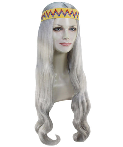 HPO Adult Female WIG Hippie Long with Headband – Boho Multiple Wigs Premium Breathable Capless Cap with Flame Retardant Synthetic Fiber Hair