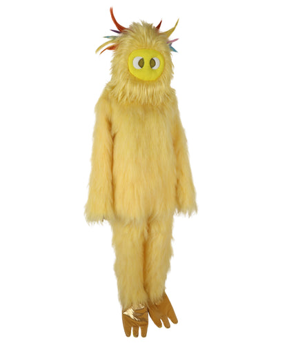 HPO Unisex Yellow Monster Mascot Costume, Mask and Bundle | Full Body Plush Furry Suit with Headpiece, Hands & Feet | Fun Cartoon Outfit for Halloween, Parades & Stage Performances