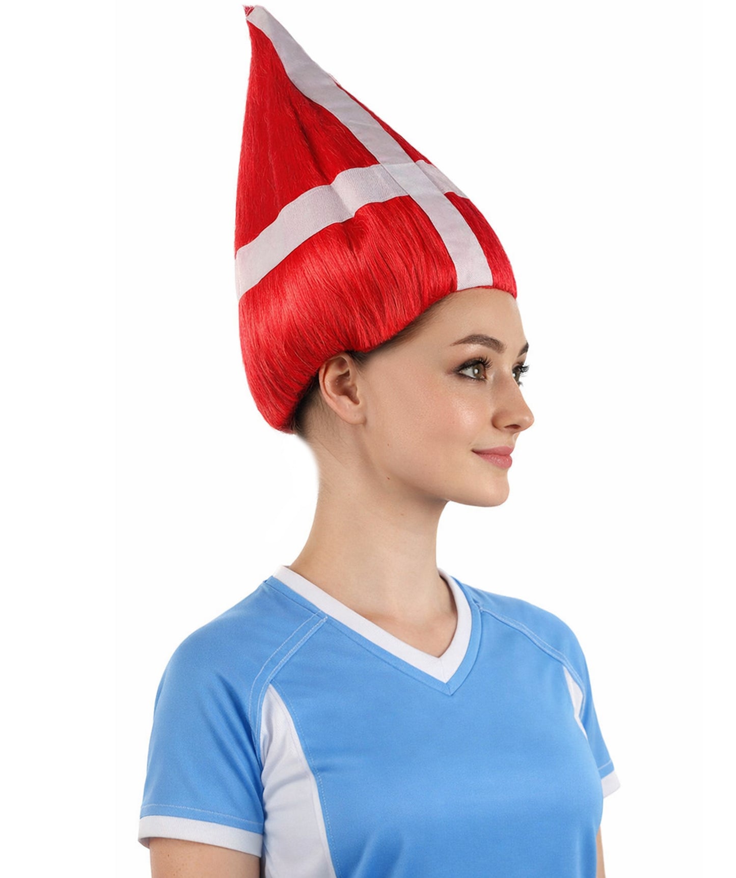 Denmark Flag Sports Troll Wig | Premium Breathable Capless Cap