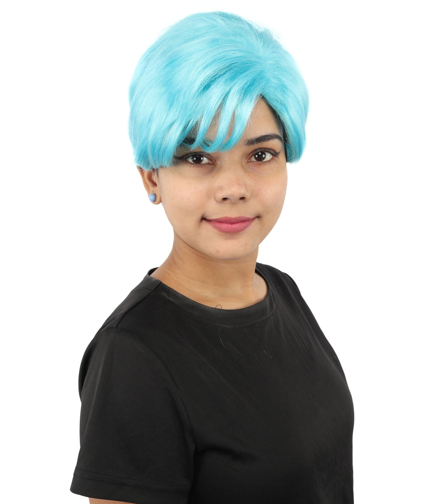 HPO Adult Women’s Short Black Wig | 10 Inch, Sleek and Smooth Bob Hairpiece | Ideal for Cosplay, Costume, and Themed Events
