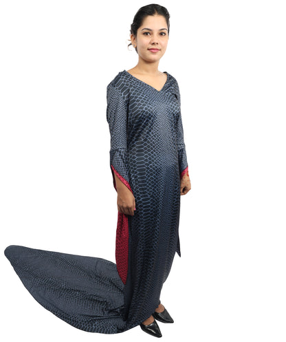 HPO Women's Black Velvet Long Train Gown Costume – Elegant Floor Length Cosplay Dress | Perfect for Halloween, Gothic Parties